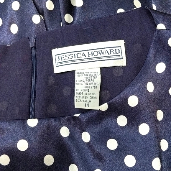 Jessica Howard blue polka dot satin dress - Picture 9 of 10